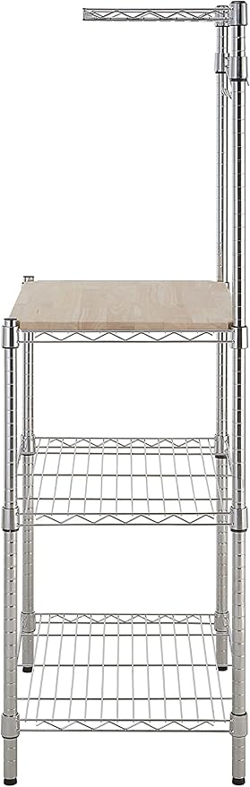 Amazon Basics Kitchen Storage Baker's Rack with Removable Top, Chrome/Beige, 18"D x 24" W x 59"H