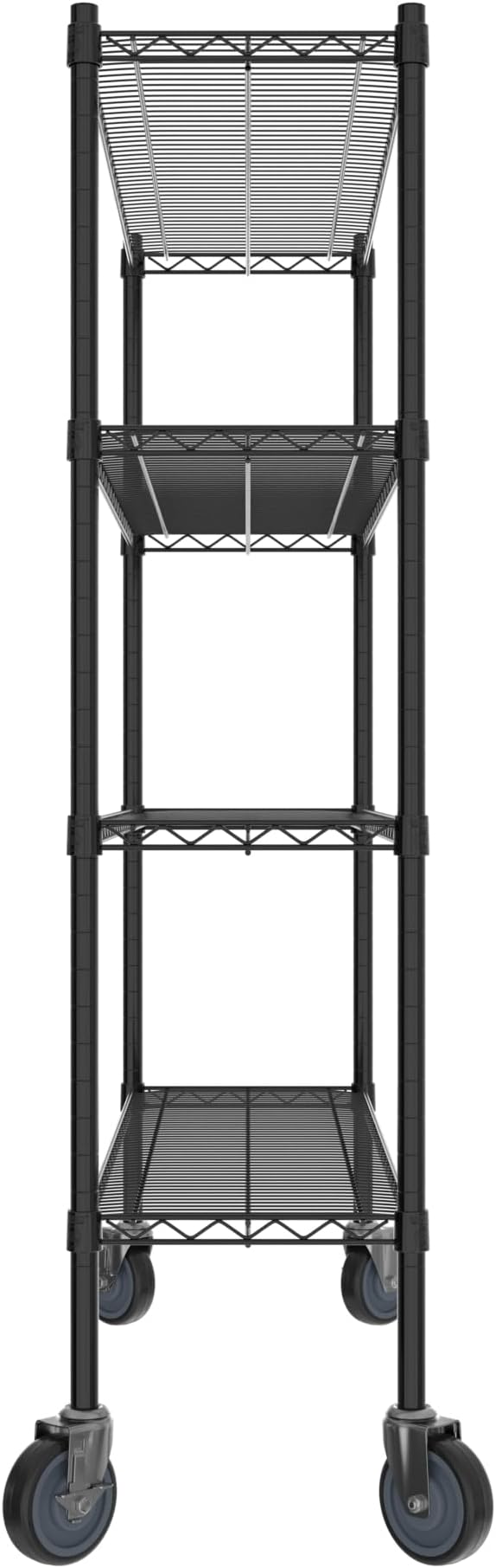 Commercial NSF Listed Black Epoxy Mobile Wire Shelving Kit 14" x 48" x 60", with 4 Shelves Perfect for Warehouse, Walk-in Refrigerator, Freezer, Grocery Store, Restaurant, Dishroom