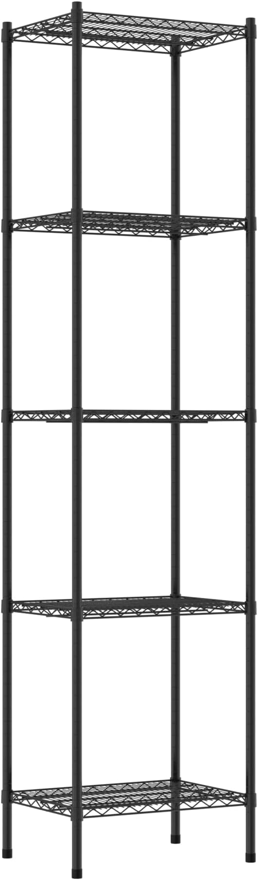 Commercial NSF Listed Black Epoxy Stationary Wire Shelving Kit 18" x 24" x 96", with 5 Shelves Perfect for Warehouse, Walk-in Refrigerator, Freezer, Grocery Store, Restaurant, Dishroom
