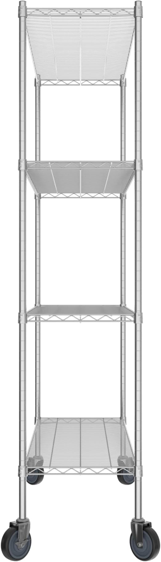 Commercial NSF Listed Chrome Mobile Wire Shelving Kit 18" x 54" x 80", with 4 Shelves Perfect for Warehouse, Walk-in Refrigerator, Freezer, Grocery Store, Restaurant, Dishroom