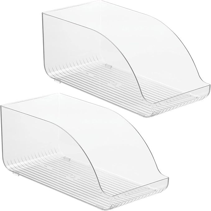 mDesign Compact Plastic Kitchen and Pantry Storage Organizer Bin for Tall Skinny Soda/Pop Cans - Kitchen, Pantry, Cabiner, Freezer, Refrigerator - 2 Pack - Clear - 14 x 6.75 x 6