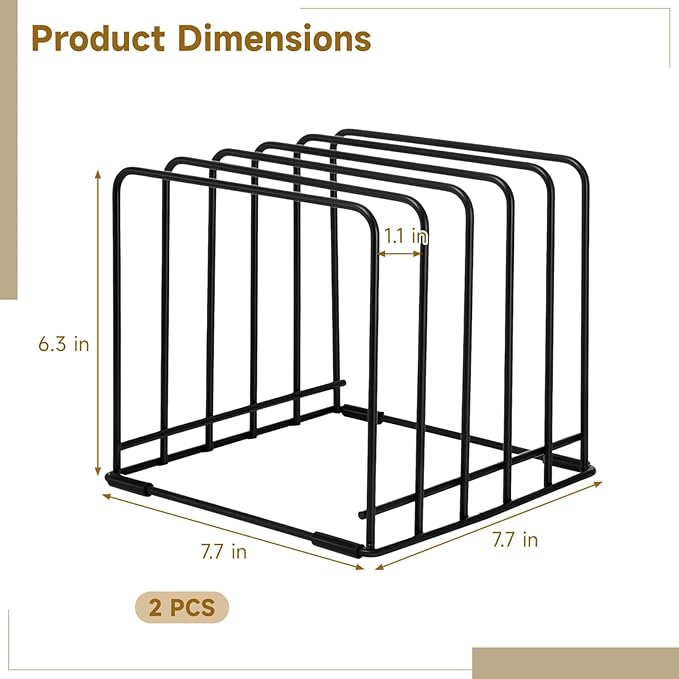 2 PCS 5-Tier Cutting Board Holders, Metal Kitchen Cabinet Organizers, Countertop or Pantry Storage Rack for Cutting Boards, Bakeware, Trays, Thin Pots, Cookbooks