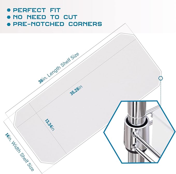BRIAN & DANY Wire Shelf Liner 14" X 36", Set of 5, Heavy Duty Shelf Liners for Wire Shelving, Waterproof Protector Mats, Transparent