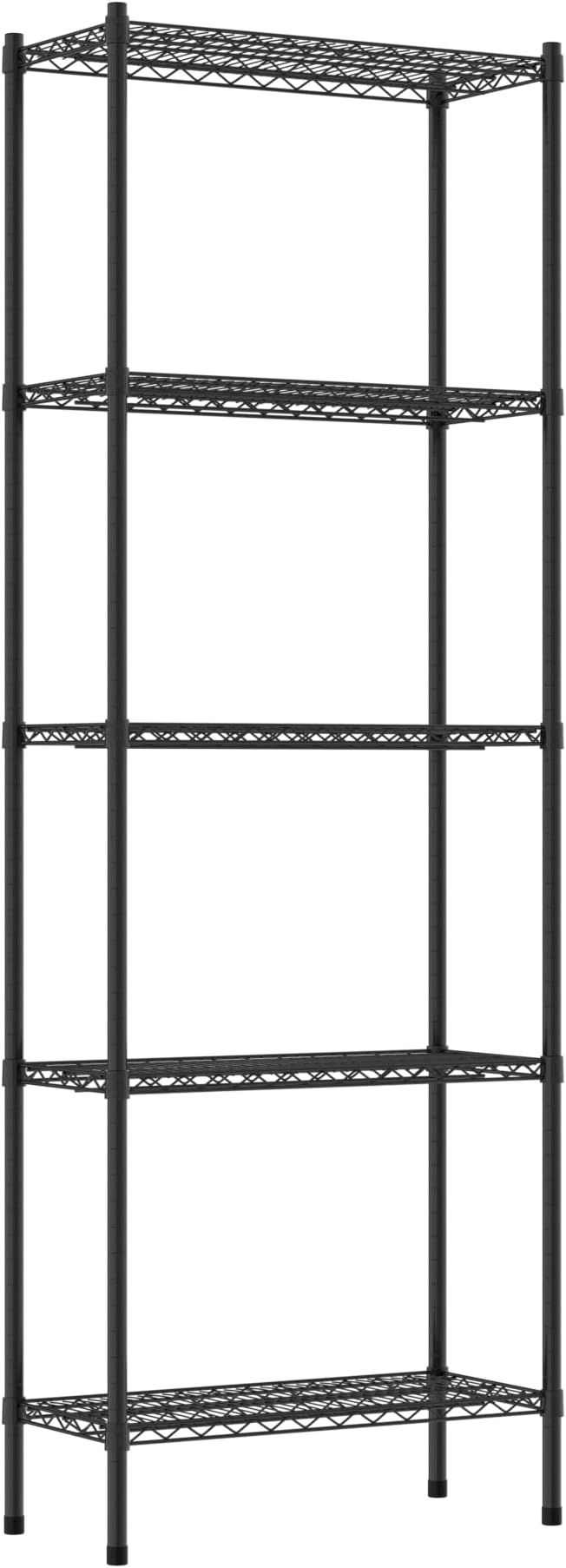 Commercial NSF Listed Black Epoxy Stationary Wire Shelving Kit 14" x 30" x 86", with 5 Shelves Perfect for Warehouse, Walk-in Refrigerator, Freezer, Grocery Store, Restaurant, Dishroom