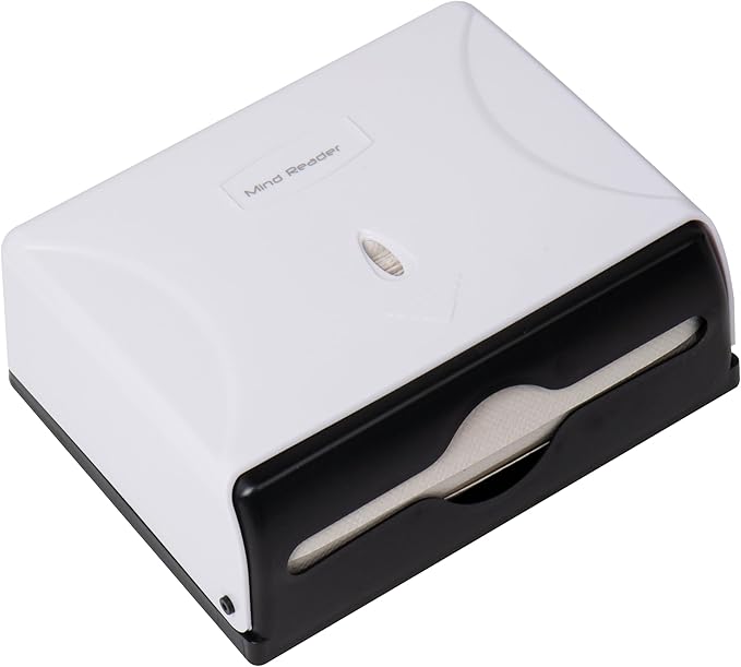 Mind Reader Paper Towel Dispenser, Tri-Fold Towel Holder, Restroom, Wall Mount, Bathroom, 10.25"L x 3.75"W x 8"H, White