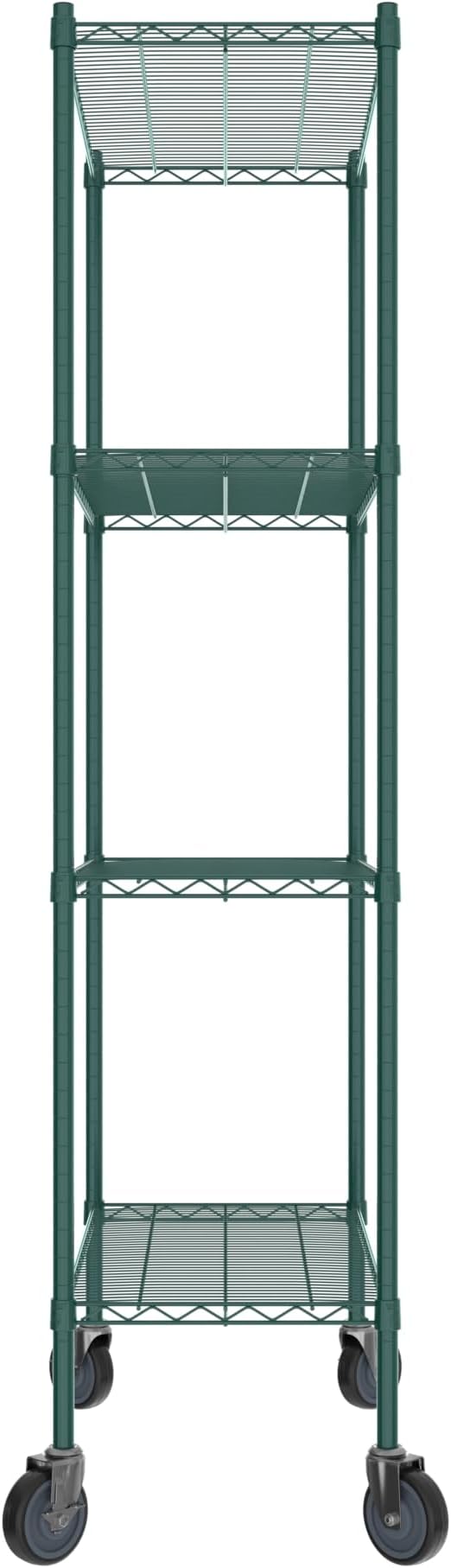 Commercial NSF Listed Green Epoxy Mobile Wire Shelving Kit 18" x 36" x 80", with 4 Shelves Perfect for Warehouse, Walk-in Refrigerator, Freezer, Grocery Store, Restaurant, Dishroom