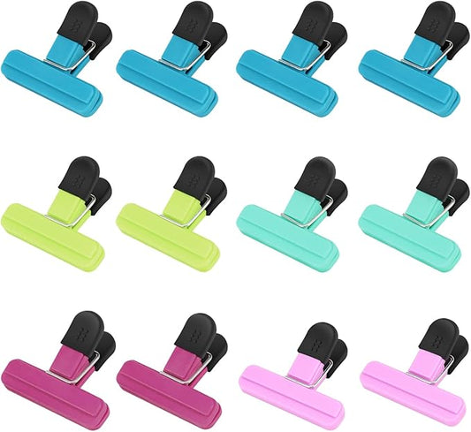 TACGEA Chip Clips, 12 Pack Food Clips, Bag Clips for Food Storage with Air Tight Seal Grip (3''x2.5'')