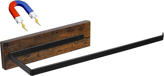 Magnetic Paper Towel Holder,Wood Farmhouse Heavy Duty Strong Magnet Backing for Toolbox,Grill,Microwave,Fridge,Garage - Fit for Large Size of Paper Towel Roll