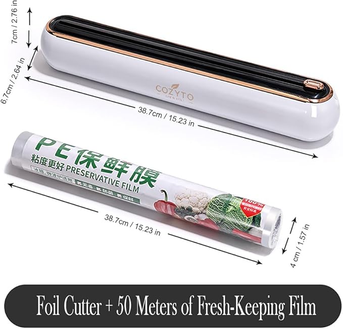 EasyCutter- The Premium Effortless Cling Film Dispenser for Every Kitchen by COZYTO (Classic Black)