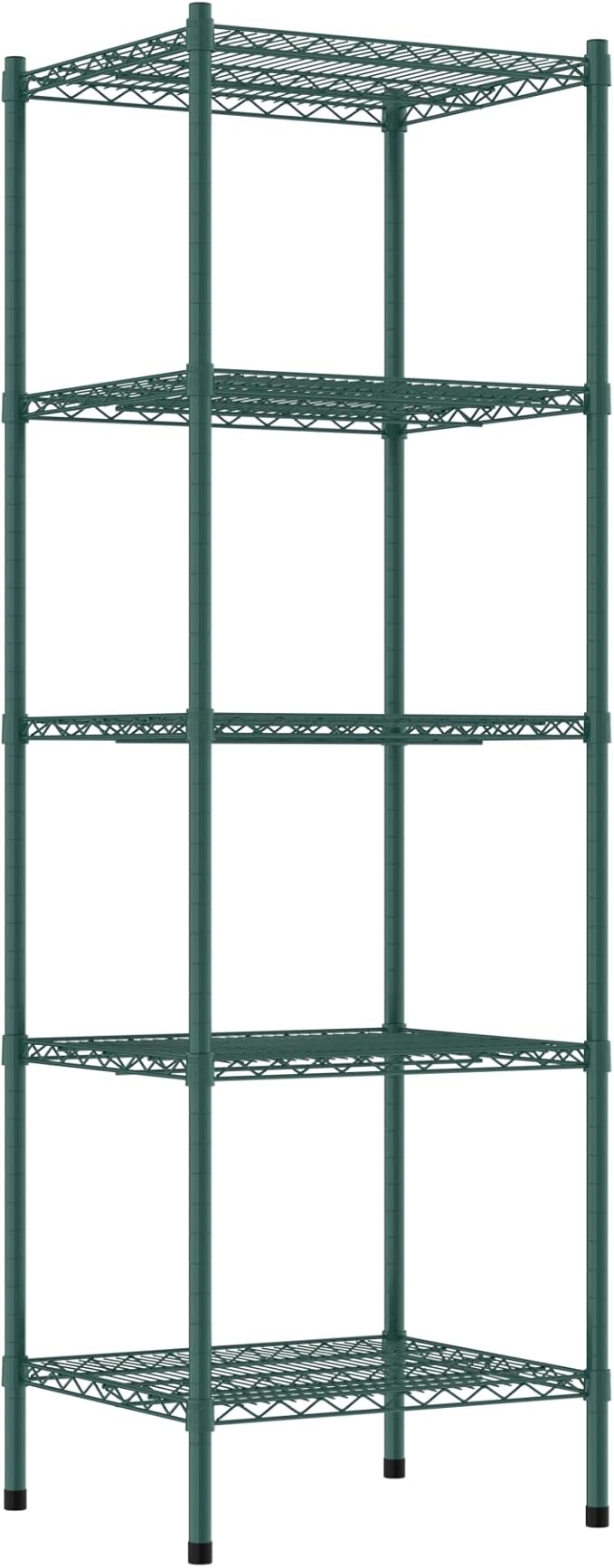 Commercial NSF Listed Green Epoxy Stationary Wire Shelving Kit 21" x 24" x 74", with 5 Shelves Perfect for Warehouse, Walk-in Refrigerator, Freezer, Grocery Store, Restaurant, Dishroom