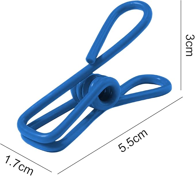 Multipurpose Metal Bag Clips - 2 Inch Colorful Sealer for Sealing Food, Paper Holder, Clothesline Clip for Laundry Hanging, Kitchen Bags (Blue, 24PCS)