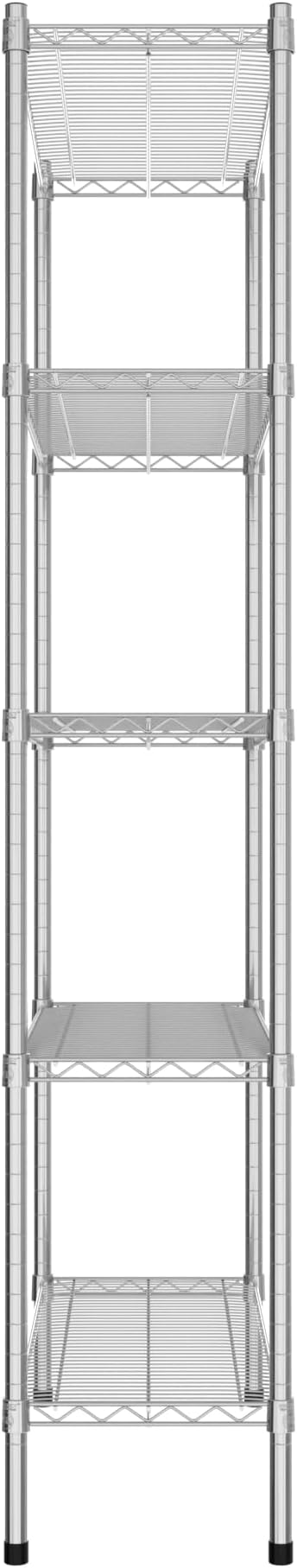 Commercial NSF Listed Chrome Stationary Wire Shelving Kit 14" x 36" x 74", with 5 Shelves Perfect for Warehouse, Walk-in Refrigerator, Freezer, Grocery Store, Restaurant, Dishroom