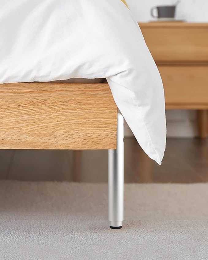 Coffee Table Leg Extenders 4 Pack Silvery 4.9-7.2 Inch Adjustable Feet for Furniture Risers Bathroom Cabinet Metal Feet Cylinder Bed Support Leg