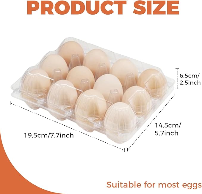 Haploon 120 Pcs Plastic Egg Cartons 3x4 Grids 12 Count Clear Empty Egg Cartons Cheap Bulk, Reusable Egg Holder Trays for Refrigerator Storage, Chicken Farm, Farmers Markets Display