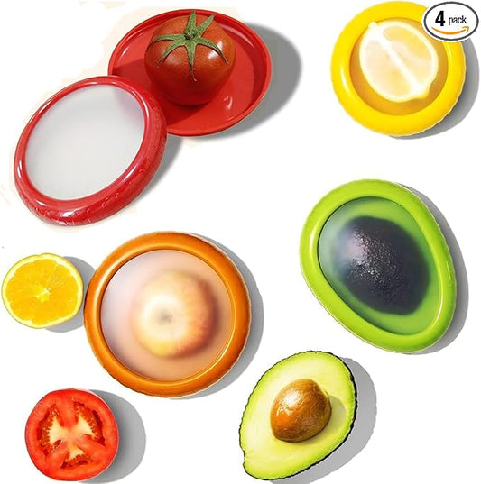 XJYWSH Avocado Saver and Onion Storage, Tomato Holder, Silicone Fruit and Vegetable Storages For Fridge, Reusable Holder For Food Storage, Suitable for Garlic, Cheese, Lemons, and Potatoes