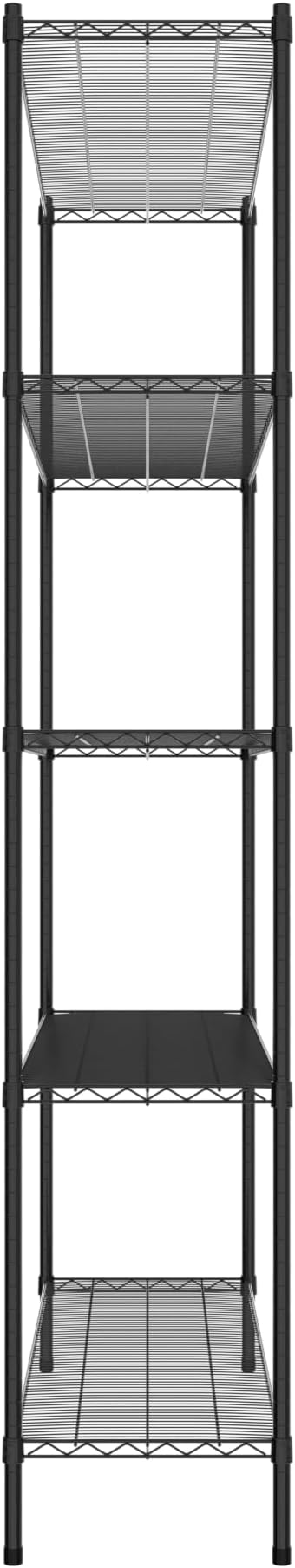 Commercial NSF Listed Black Epoxy Stationary Wire Shelving Kit 18" x 60" x 96", with 5 Shelves Perfect for Warehouse, Walk-in Refrigerator, Freezer, Grocery Store, Restaurant, Dishroom