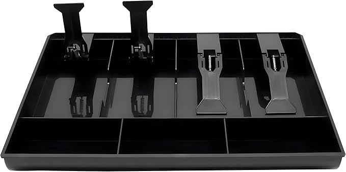 Cash Register Drawer Insert Tray with for Money Storage, Banks Supermarkets Stores,Black (4 Bill & 3 Coin)