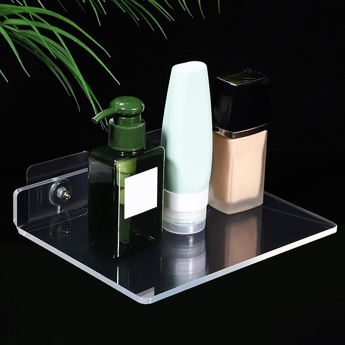 KESYOO Acrylic Floating Shelves Wall Storage Racks No Drilling L-Shaped 20X15Cm for Bathroom Kitchen Living Room 4pcs Self-Adhesive Organizer