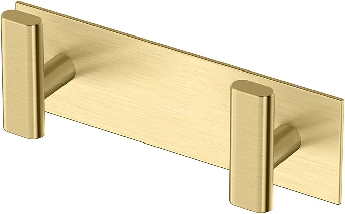 Gatco 1283B Elevate All Modern Décor Double Hook, Brushed Brass/Wall Mounted 6.5" W X 2.50" H 2-Hook/Robe, Towel Hook for Bathroom