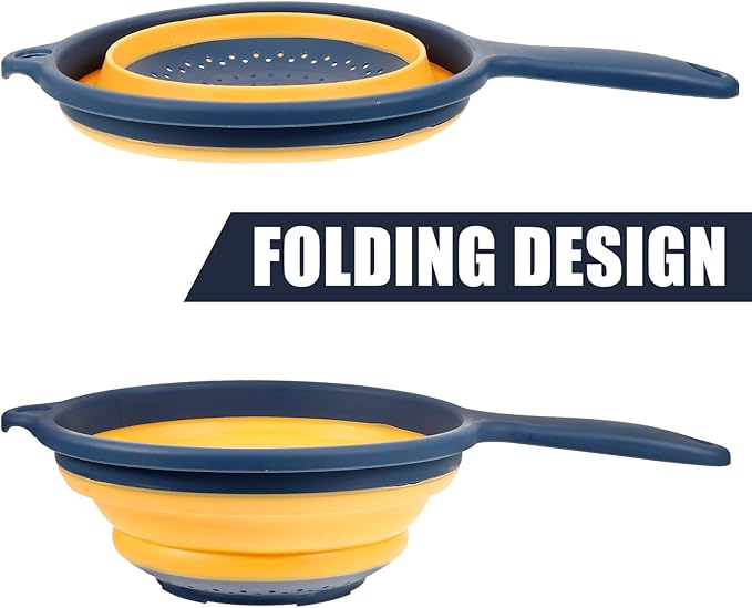 BESPORTBLE Folding Vegetable Drain Basket over Sink Colander Kitchen Storage Basket with Handle Orange Hollow Design for Washing Produce Random Style
