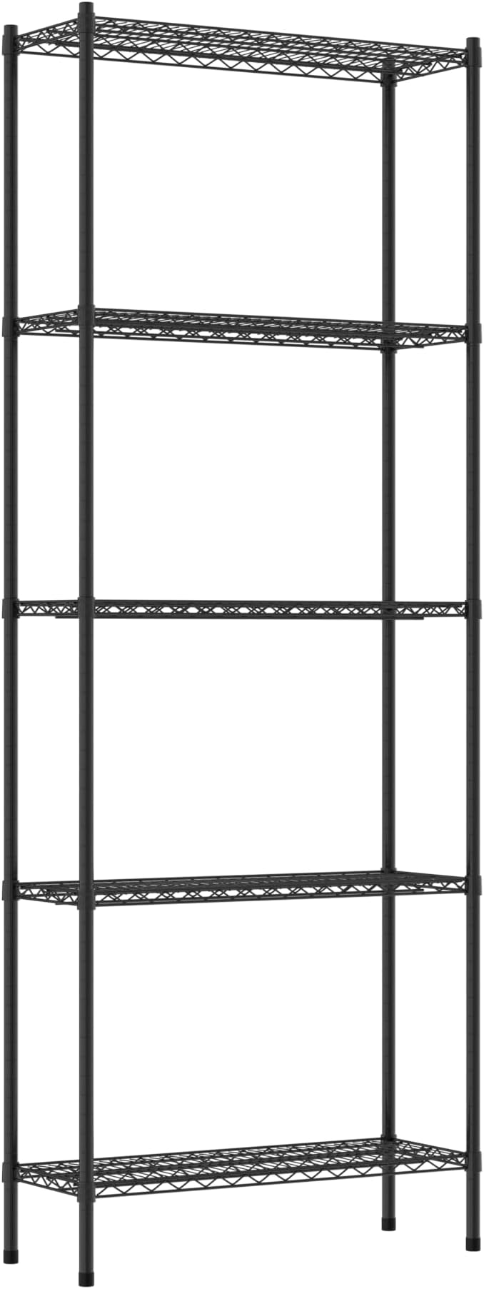 Commercial NSF Listed Black Epoxy Stationary Wire Shelving Kit 14" x 36" x 96", with 5 Shelves Perfect for Warehouse, Walk-in Refrigerator, Freezer, Grocery Store, Restaurant, Dishroom