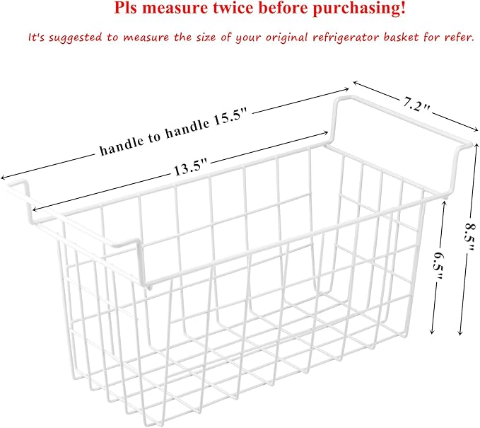 Homics Chest Freezer Baskets 15.5 Inch, Chest Freezer Organizer Bins Metal Wire Storage Baskets with Hanging Handles for Deep Freezer, Set of 2
