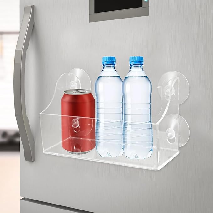 1pc Refrigerator Rack Beverage Shelf Fridge Indoor Plant Mount Shelves Suction Cup Storage Mounted Shelf Clear Cups Wall Mounted Shelves Suction Rack Shower Frige Acrylic