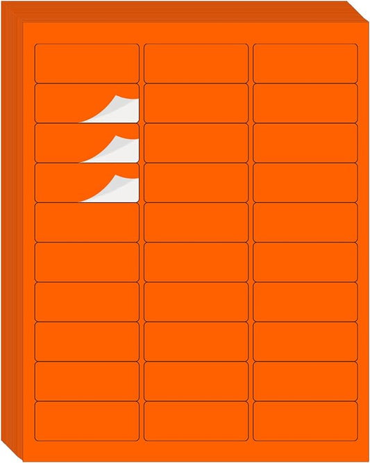 Yegawen 1" x 2-5/8" Address Labels 600 Labels Sticker Paper for Laser/Ink Jet Printer mailing Labels 8.5"×11" Fluorescent Orange 30 per Sheet