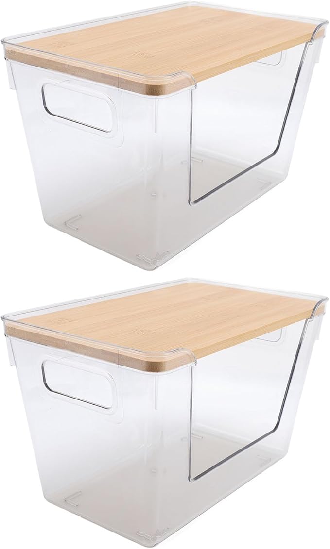 Yinhing 2Pcs Pantry Bin Multifunctional Clear Food Storage Container With Lid Ideal Kitchen Countertop for Efficient Organization and Easy Access To Food Items