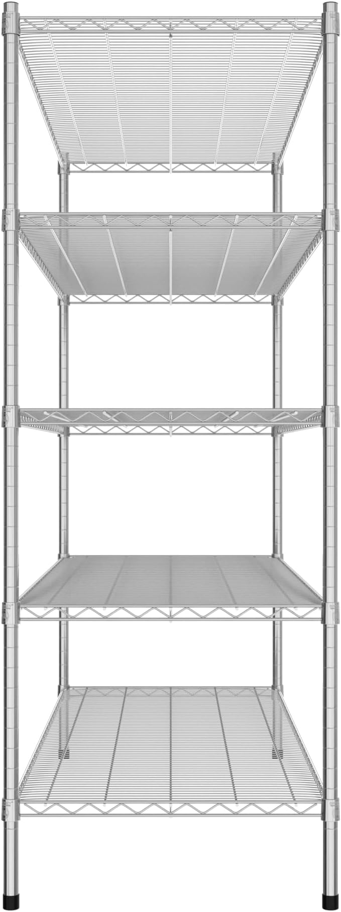 Commercial NSF Listed Chrome Stationary Wire Shelving Kit 24" x 60" x 64", with 5 Shelves Perfect for Warehouse, Walk-in Refrigerator, Freezer, Grocery Store, Restaurant, Dishroom