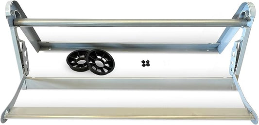 24" Wide Roll Paper Dispenser with Cutter for Desktop – Roll Dispenser with Serrated Cutter – Fits Craft, Freezer, Wrapping, Butcher Paper Roll or Cling Film – Heavy-Duty, Grey