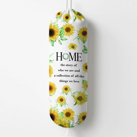 Sunflower Plastic Bag Holder, Home Sweet Plastic Bag Holder, Bags Holders for Plastics Bags Groceries Store, Reusable Trash Sack Storage Dispenser, Kitchen Gifts For Women Family Friends