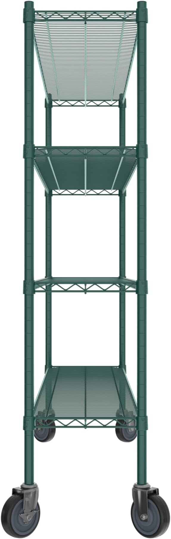 Commercial NSF Listed Green Epoxy Mobile Wire Shelving Kit 14" x 60" x 60", with 4 Shelves Perfect for Warehouse, Walk-in Refrigerator, Freezer, Grocery Store, Restaurant, Dishroom