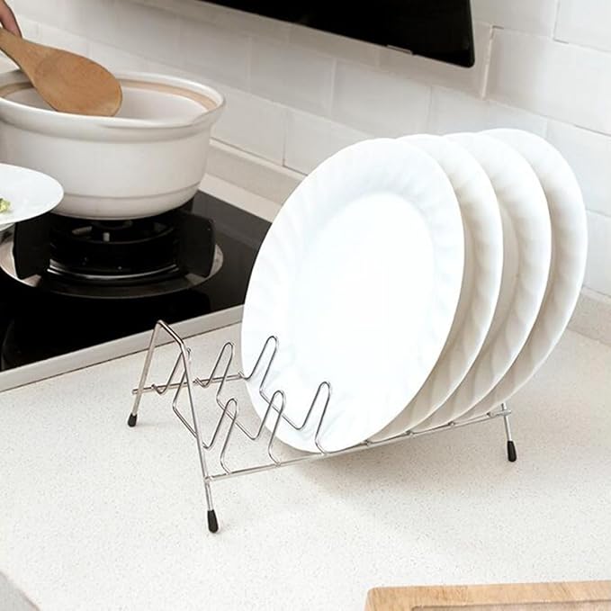 KESYOO Stainless Steel Single-Layer Dish Rack and Bowls Holder Kitchen Storage Rack Counter Organizer 2pcs Set
