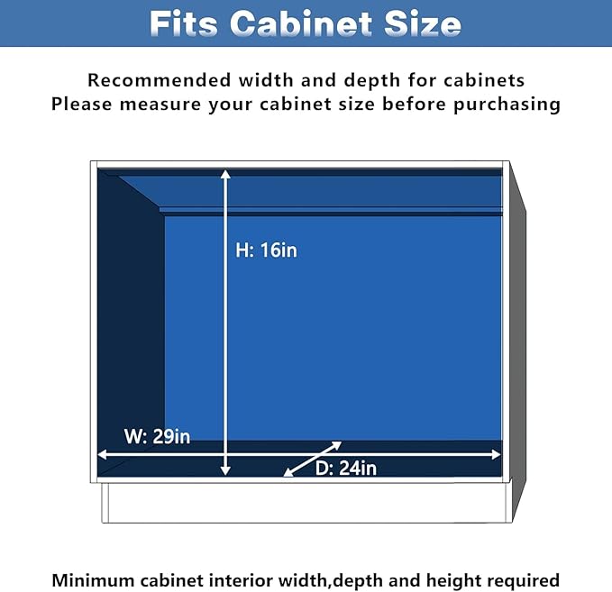 ROOMTEC Pull Out Cabinet Organizer (28½"W x 21½"D),2 Tier Pull Out Storage Shelf Drawer Basket,Sliding Shelves for Base Cabinet Organization in Kitchen, Bathroom, Pantry