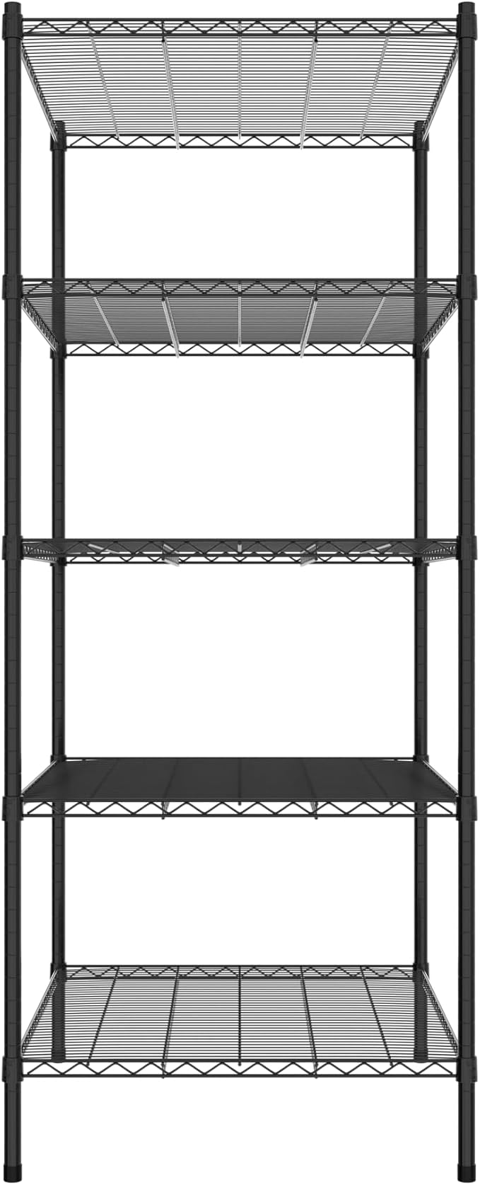 Commercial NSF Listed Black Epoxy Stationary Wire Shelving Kit 30" x 36" x 74", with 5 Shelves Perfect for Warehouse, Walk-in Refrigerator, Freezer, Grocery Store, Restaurant, Dishroom