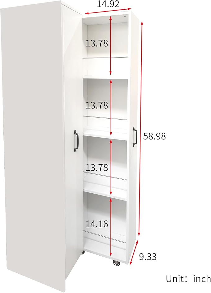 Bookcase with Two Pulled Out Doors Shelving Cabinet,4 Tier Floor Standing Bookcase,Slide Out Storage Bookcase File Cabinet,Office Bedroom Living Room Hidden Storage Cabinet with Wheels