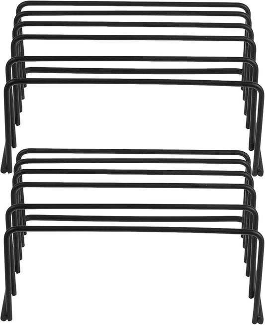 2PCS Metal Kitchen Organizer Rack Adjustable Compartments Pot Lid Holder and Vertical Plate Stand for Cabinet Storage Cutting Board and Baking Sheet Organizer