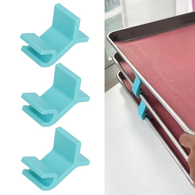 8PCS Stackable Baking Sheet Organizers, Silicone Pan Stackers for Cookie Sheets, Space Saving Tray Holders, Universal Fit Jewelry Display Stands, Kitchen Cabinet Organiz