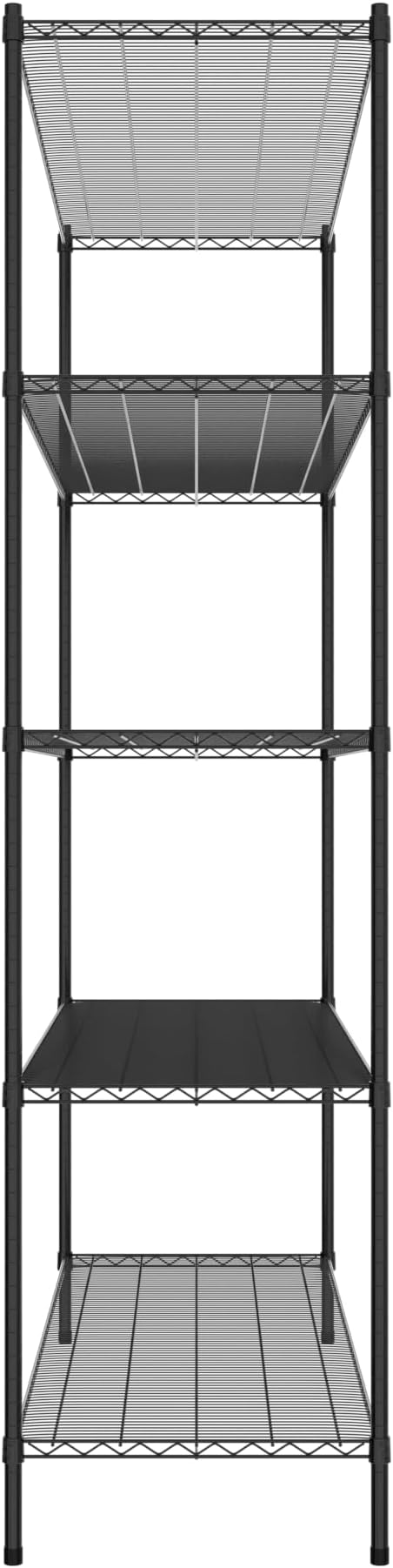 Commercial NSF Listed Black Epoxy Stationary Wire Shelving Kit 24" x 72" x 96", with 5 Shelves Perfect for Warehouse, Walk-in Refrigerator, Freezer, Grocery Store, Restaurant, Dishroom
