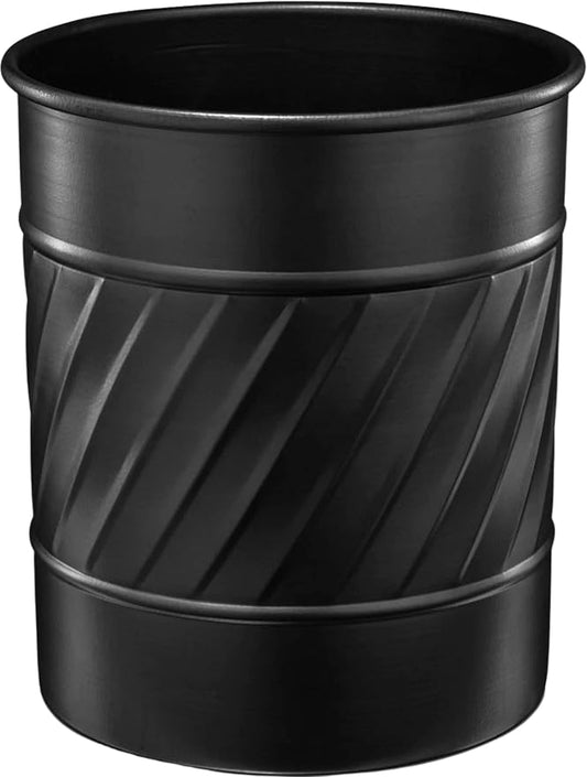 Monarch Abode Kitchen Utensil Holder – Wave Embossed Metal Black Utensil Holder, Decorative Utensil Crock for Kitchen Counter, Cooking Tool and Spatula Holder for Countertop, Caddy Organizer