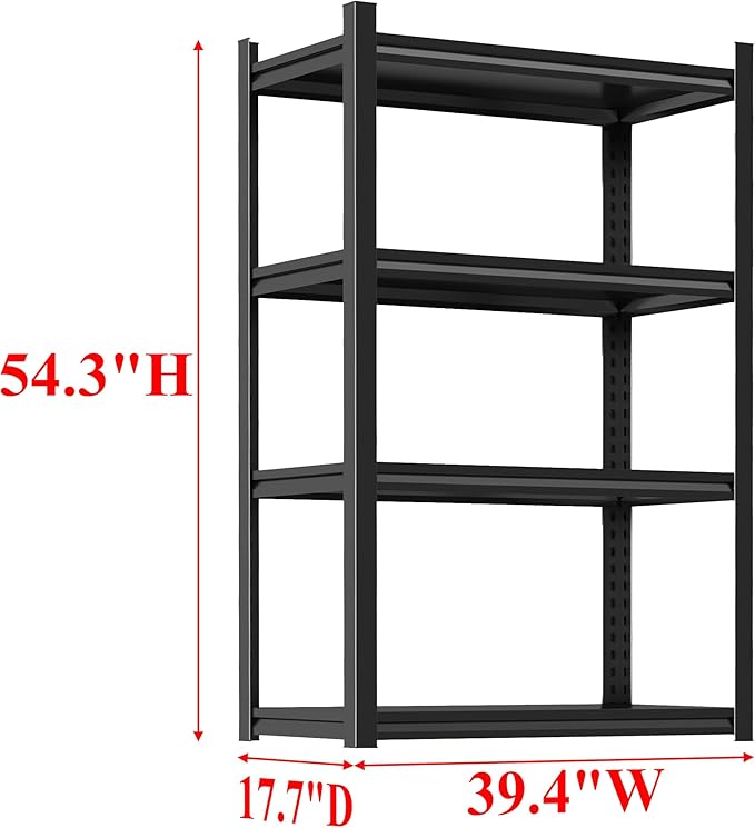 Kitchen Storage Shelves Heavy Duty Metal Shelving, 4 Tier Bakers Rack With Pantry Shelf, 2400 Lbs Industrial Shelving Stand, Kitchen Storage Organization Free Standing Shelves, 39.4"W×17.7"D×54.3"H