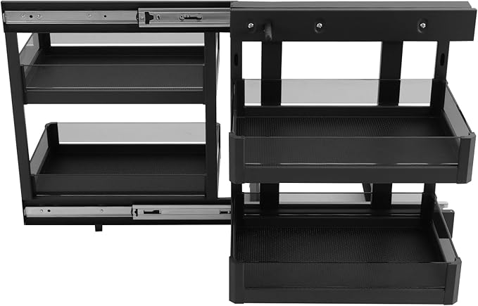 2-Tier Blind Corner Cabinet,55.12Lbs Kitchen Pull Out Cabinet with 4 Baskets,Blind Corner Basket Storage Organizer with Guardrail,Double Row 3-section Guide Rail Corners Optimizer,Pullout Cabinets