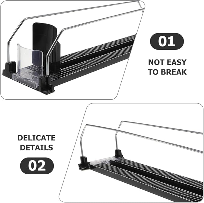 Happyyami 2Pcs Automatic Replenishment Pusher for Refrigerator Drinks Beverage Organizer with Smooth Glide for Home Supermarkets and Convenience Stores