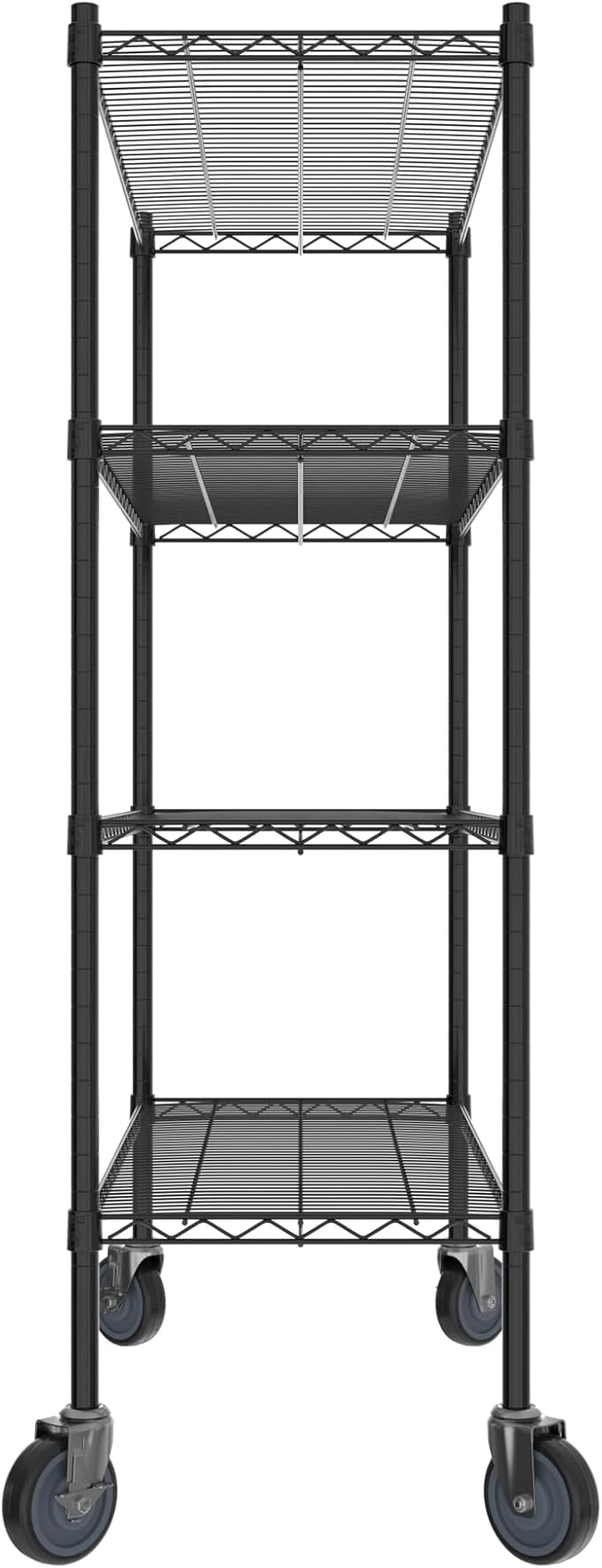 Commercial NSF Listed Black Epoxy Mobile Wire Shelving Kit 18" x 42" x 60", with 4 Shelves Perfect for Warehouse, Walk-in Refrigerator, Freezer, Grocery Store, Restaurant, Dishroom