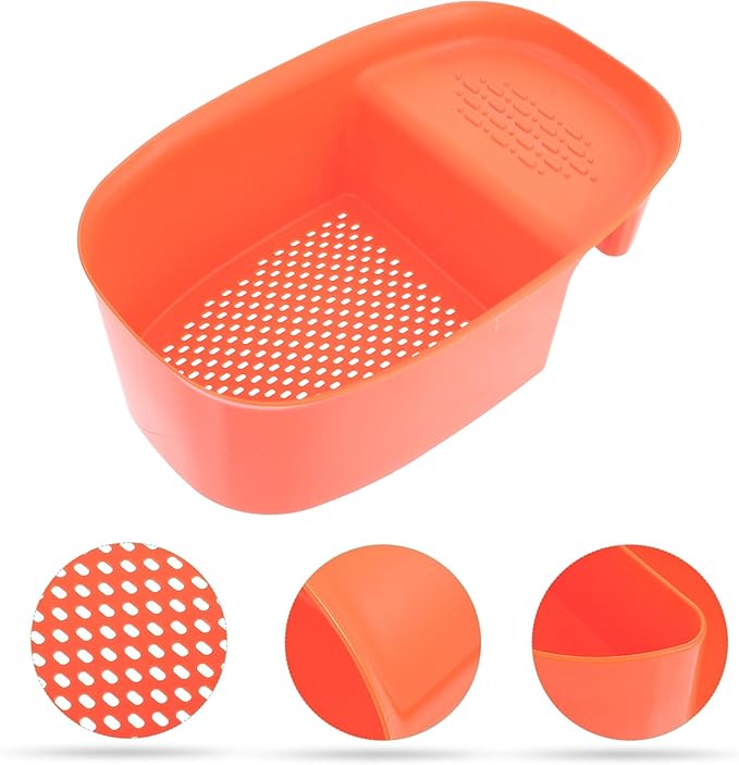 Luxshiny Kitchen Sink Drain Basket over Sink Colander Orange Mesh Strainer Food Vegetable Washing Draining Rack for Household Storage