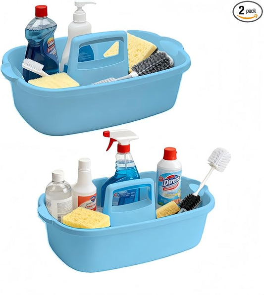 QLYMTZ Large Cleaning Caddy Portable Shower Basket Supply Organizer with Handle,Plastic Bucket Tool Storage,for Bathroom,Bedroom,Kitchen,Under Sink Storage (blue)