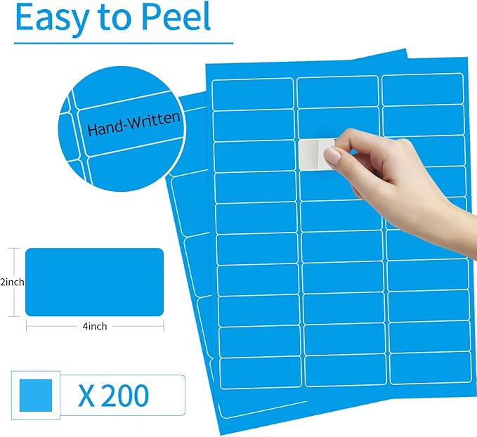 YEGAWEN - 8-1/2 x 11 Neon Color High Light Labels for Laser & Inkjet Printer, Strong Adhesive (Blue, 1" x 2-5/8" - 30 Per Page | 600 Labels)