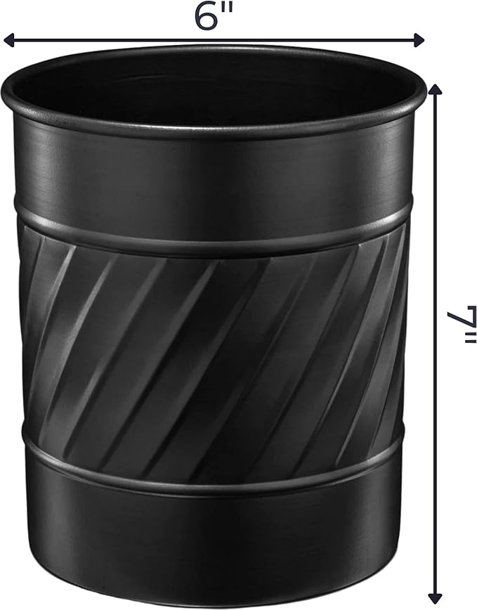 Monarch Abode Kitchen Utensil Holder – Wave Embossed Metal Black Utensil Holder, Decorative Utensil Crock for Kitchen Counter, Cooking Tool and Spatula Holder for Countertop, Caddy Organizer