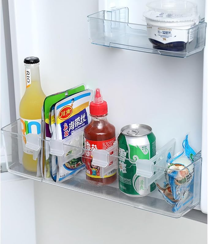 ZYAMY 12PCS Adjustable Fridge Dividers Plastic Cabinet Expandable Organisers For Kitchen Office Drawer Storage Snap Fit Design